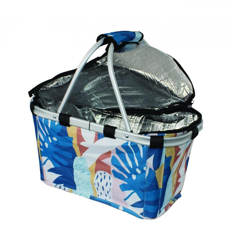 Karlstert Two Handle Insulated Carry Basket with Zip Lid Abstract Monstera