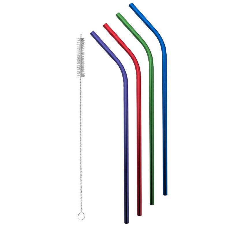 Avanti Stainless Steel Straws Rainbow with Brush S/4
