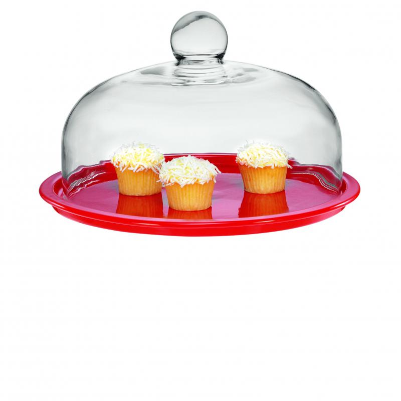 Chasseur La Cuisson Cake Platter 26cm with Lid | Red