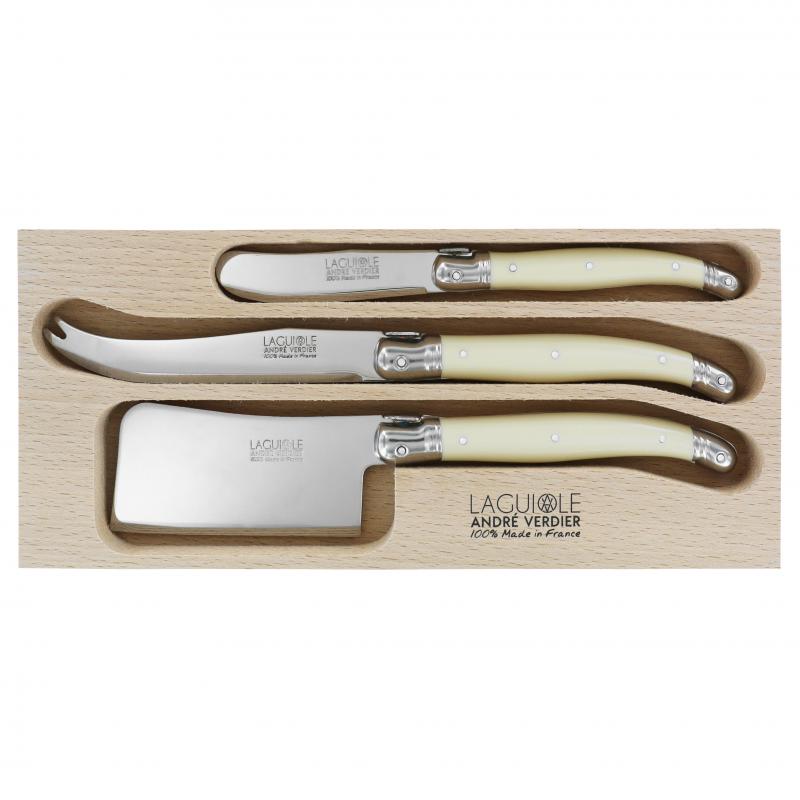 André Verdier Laguiole Debutant Ivory Cheese Set with Butter Spreader | 3 Piece