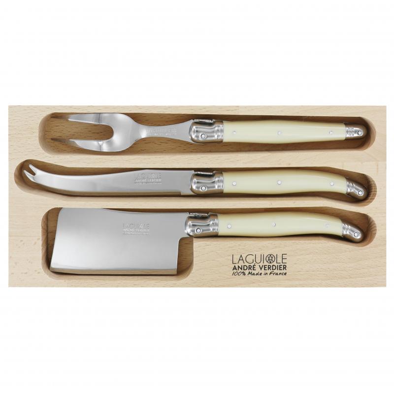 André Verdier Laguiole Debutant Ivory Cheese Set with Fork | 3 Piece