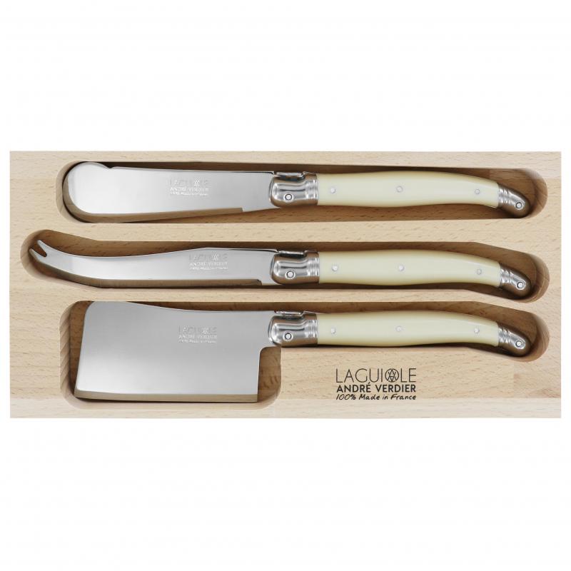 André Verdier Laguiole Debutant Ivory Cheese Set with Sandwich Knife | 3 Piece