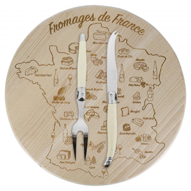 André Verdier Laguiole Debutant Ivory Cheese Set with Board | 3 Piece