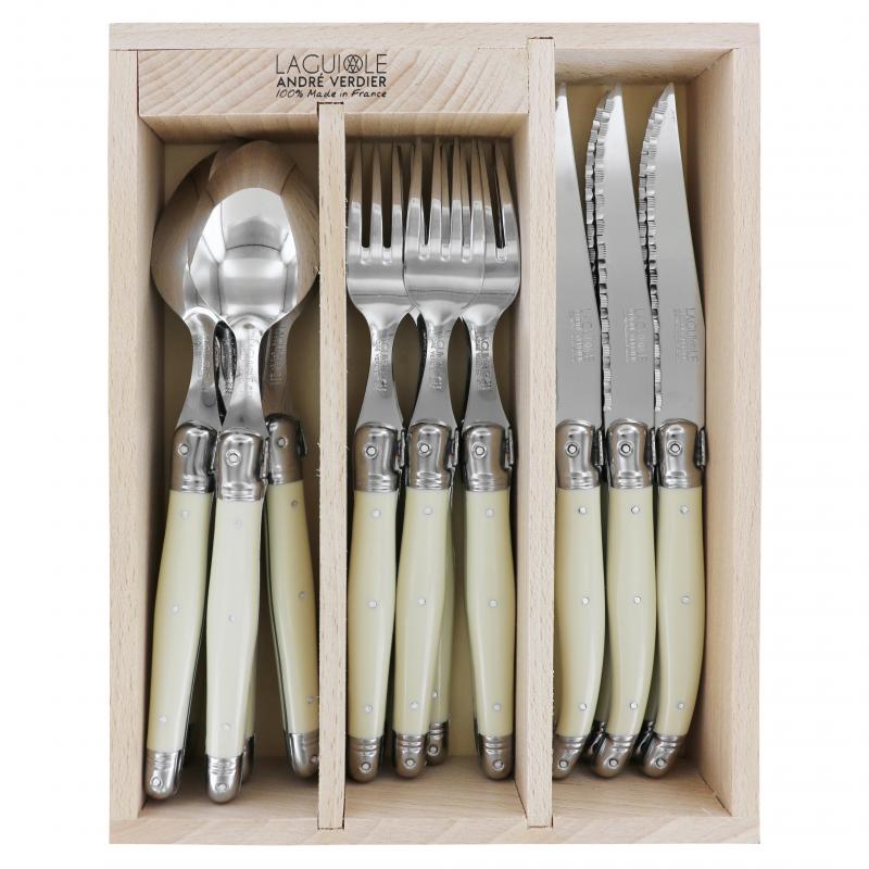 André Verdier Laguiole Debutant Ivory Cutlery Set with Tray | 18 Piece