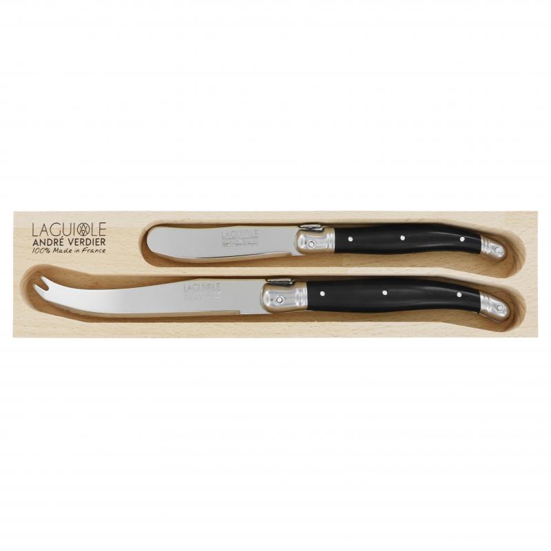 André Verdier Laguiole Debutant Black Cheese Set | 2 Piece