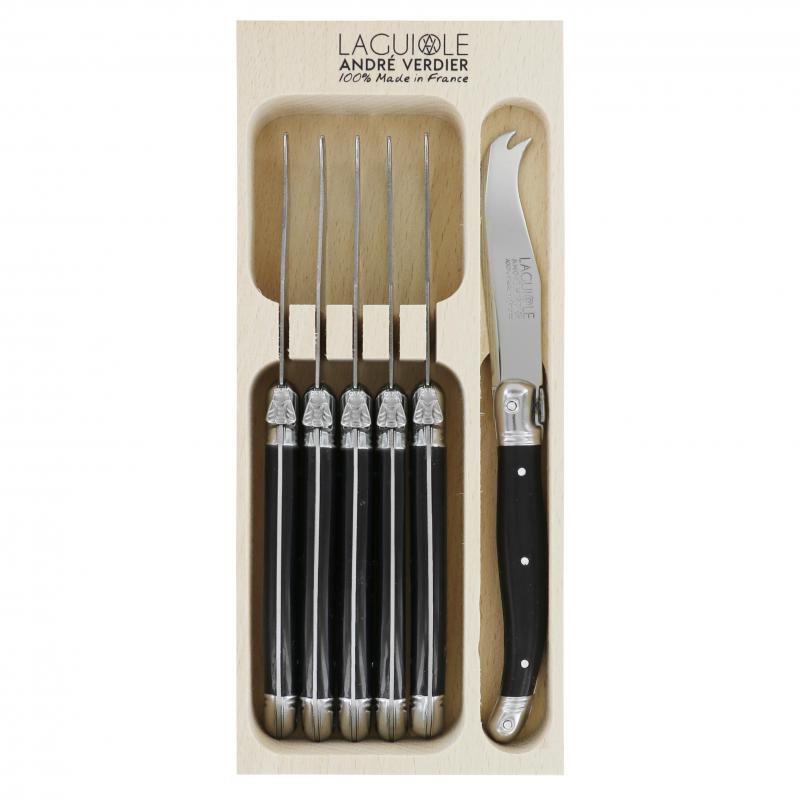 André Verdier Laguiole Debutant Black Small Cheese Knife | 6 Piece
