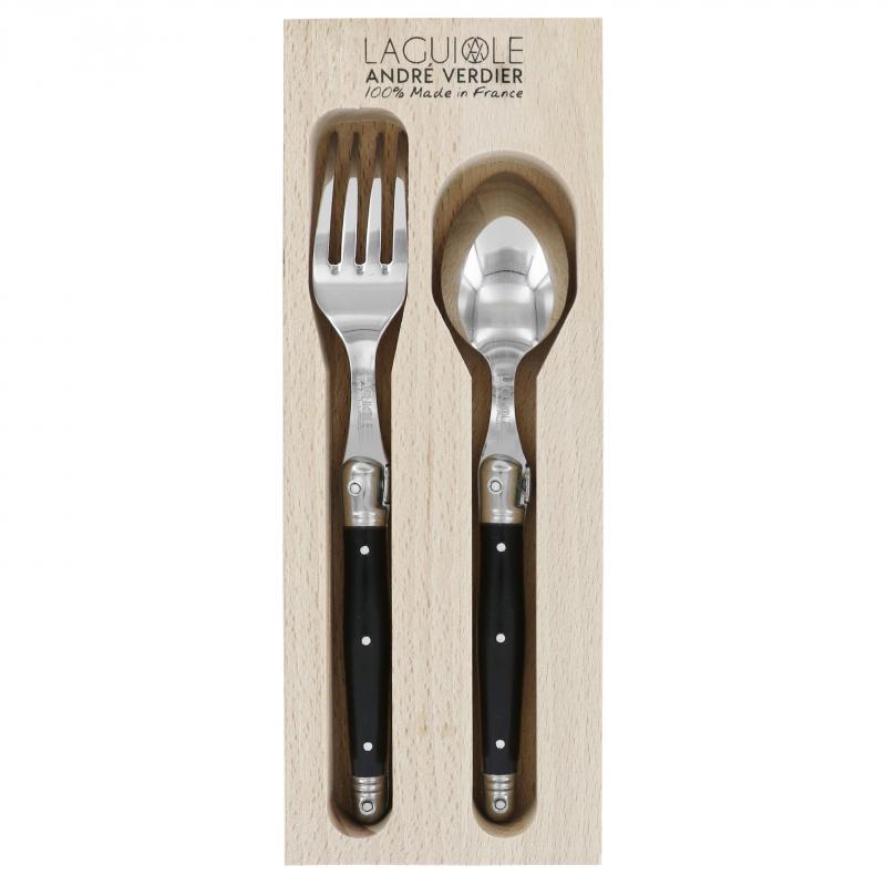 André Verdier Laguiole Debutant Black Dessert Cutlery | 2 Piece