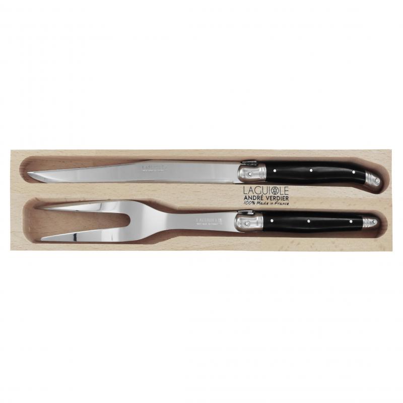 André Verdier Laguiole Debutant Black Carving Set | 2 Piece