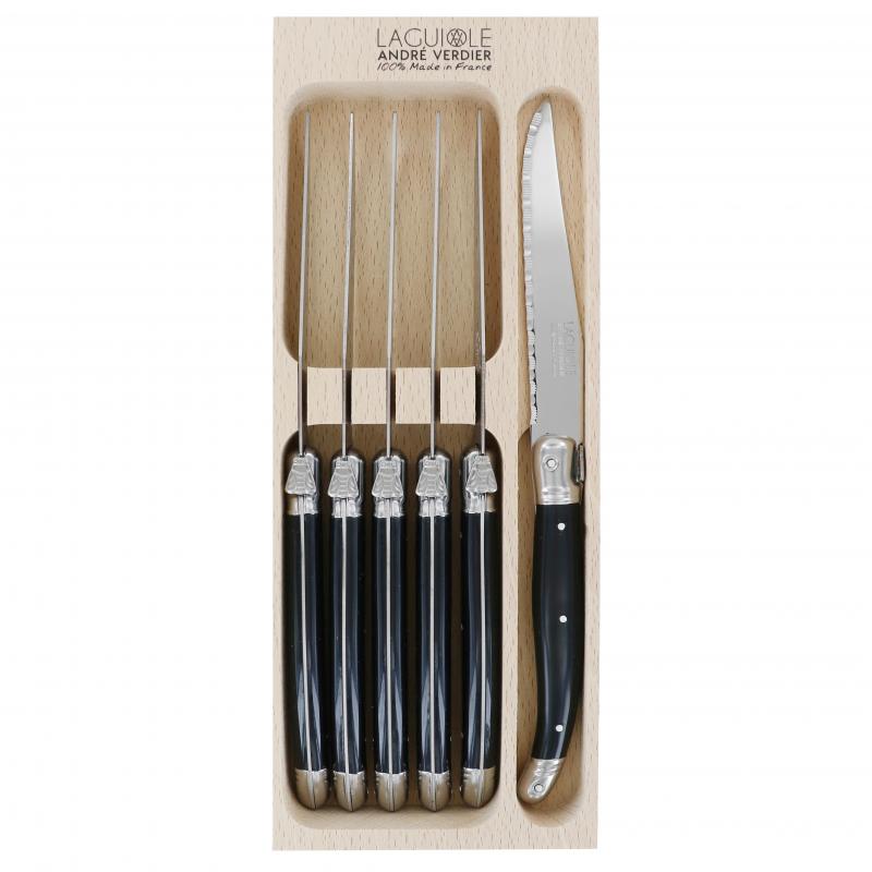André Verdier Laguiole Debutant Black Steak Knife | 6 Piece