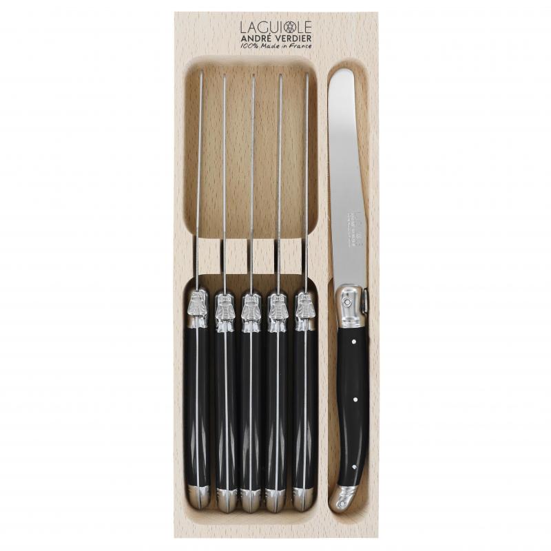 André Verdier Laguiole Debutant Black Dinner Knife | 6 Piece
