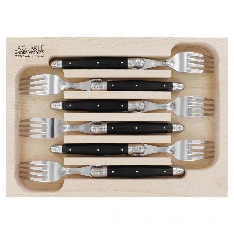André Verdier Laguiole Debutant Black Dinner Fork | 6 Piece