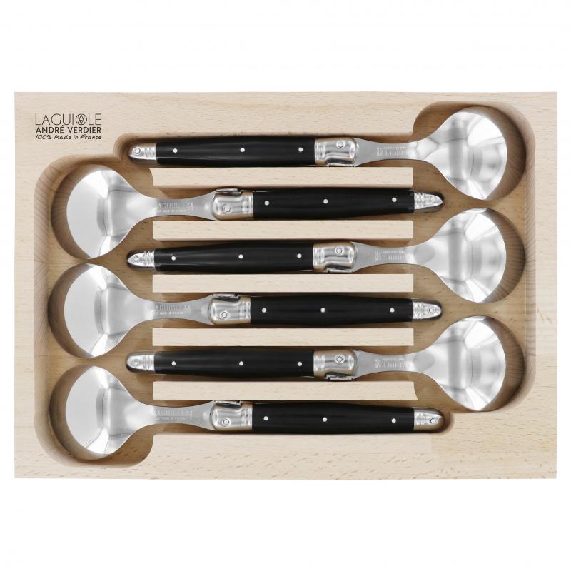 André Verdier Laguiole Debutant Black Soup Spoon | 6 Piece