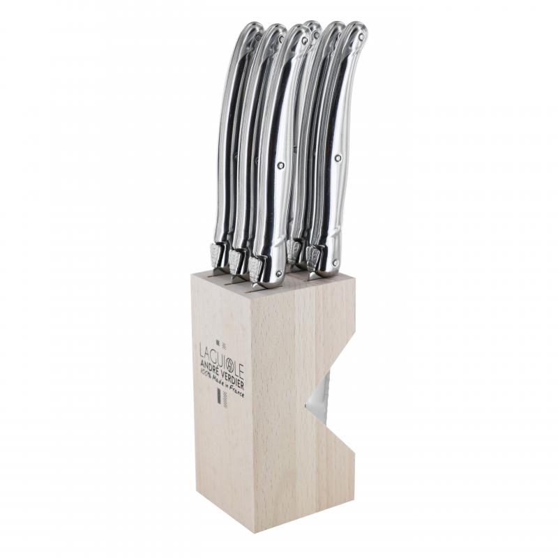 André Verdier Laguiole Debutant Inox Steak Knife with Block | 6 Piece