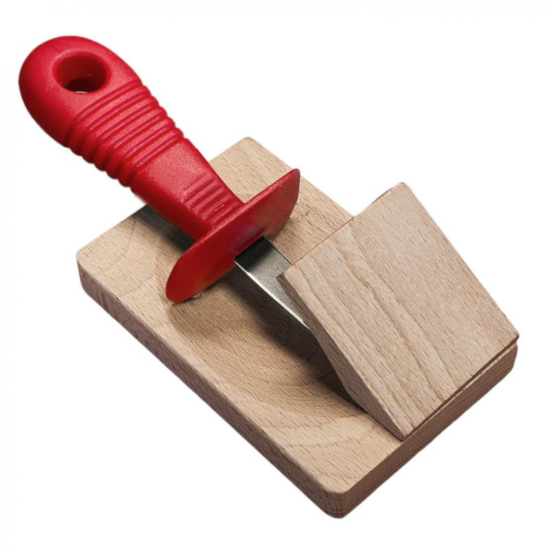 André Verdier Poseidon Oyster Knife with Wooden Block | Red