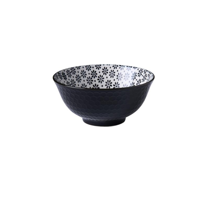 Wilkie Brothers Glazed Porcelain Bowl 15cm | Monochrome Flower