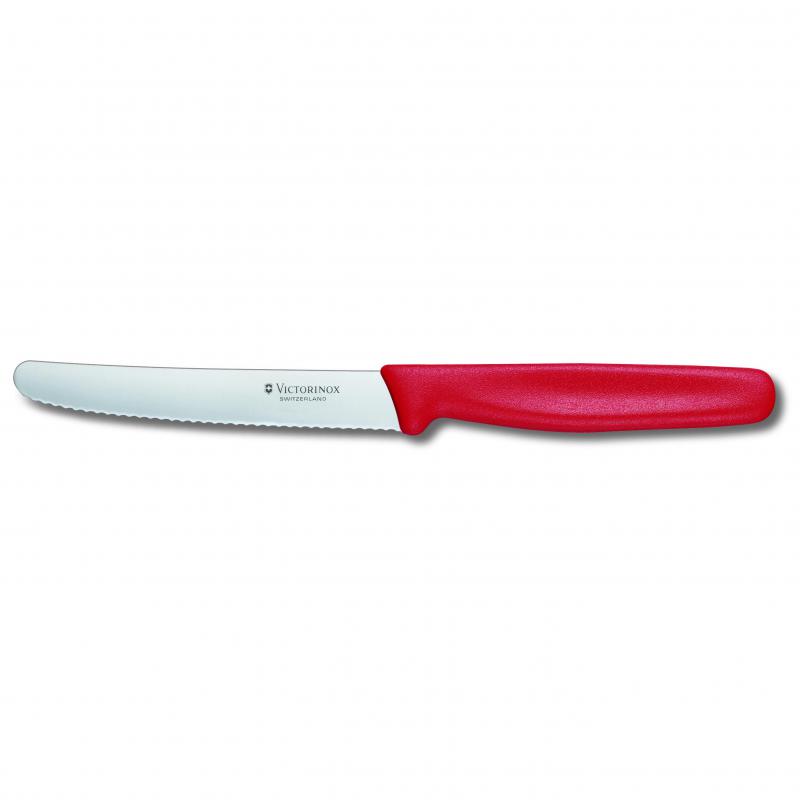Victorinox Steak & Tomato Knife Round Tip Wavy Edge 11cm | Red