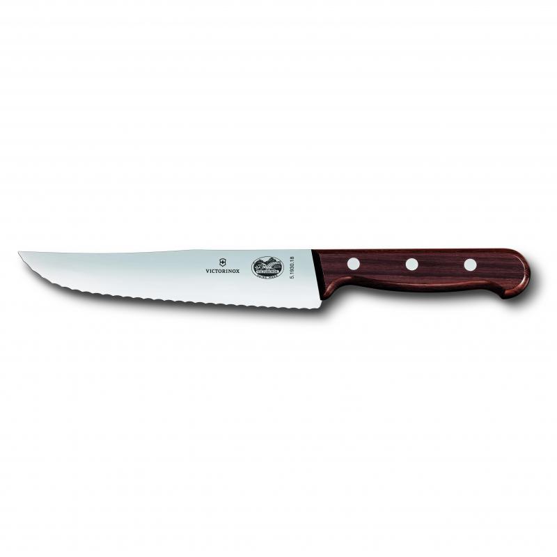Victorinox Carving Knife Wide Blade Wavy Edge 18cm | Rosewood