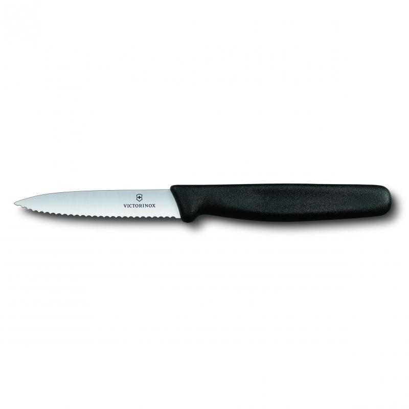 Victorinox Paring Knife Wavy Edge Pointed Tip Nylon 8cm | Black
