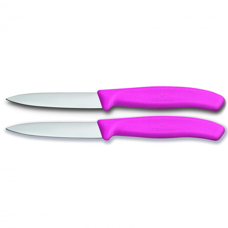 Victorinox Paring Knife, 8 cm Pointed Blade,2 pc Set, Classic, Pink