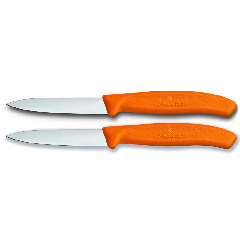 Victorinox Paring Knife, 8 cm Pointed Blade,2 pc Set, Classic, Orange