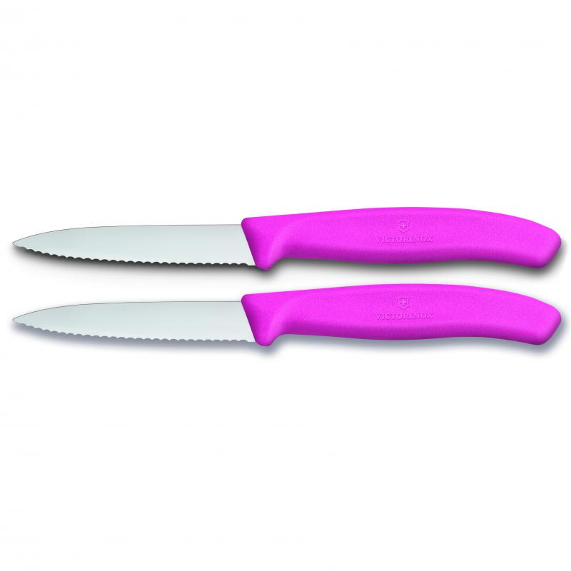 Victorinox Paring Knife, 8 cm Pointed Tip, Wavy Edge,2 pc Set, Classic