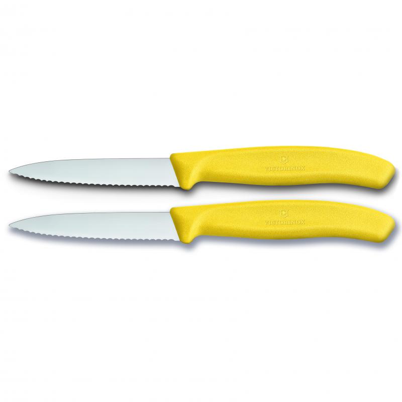 Victorinox Paring Knife, 8 cm Pointed Tip, Wavy Edge,2 pc Set, Classic
