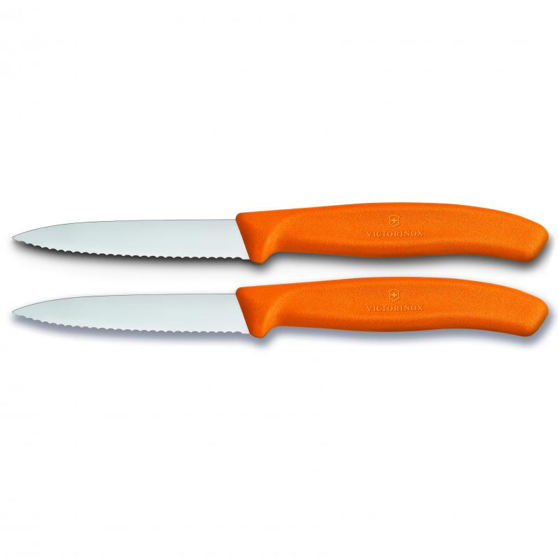 Victorinox Paring Knife, 8 cm Pointed Tip, Wavy Edge,2 pc Set, Classic