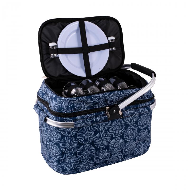 Avanti 4 Person Insulated Picnic Basket Dot Circles