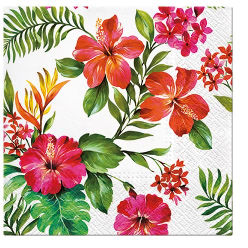 Paw Lunch Napkins 33cm Pack of 20 | 3 Ply | Hawaiian Flowers