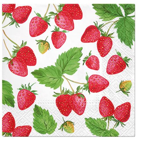 Paw Lunch Napkins 33cm Pack of 20 | 3 Ply | Fresh Strawberry