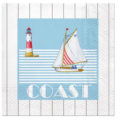 Paw Lunch Napkins 33cm Pack of 20 | 3 Ply | Boat Trip