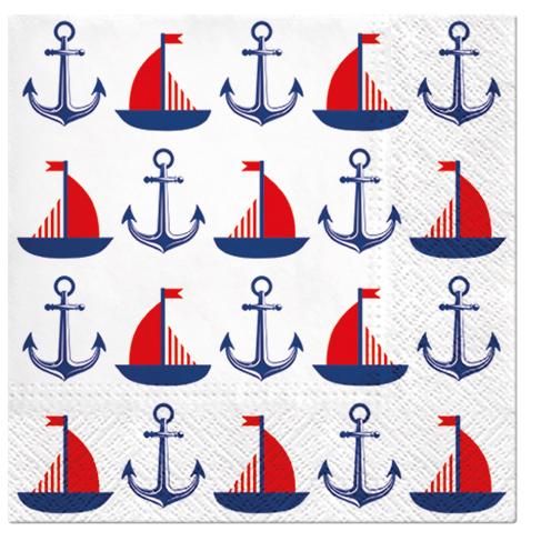 Paw Lunch Napkin 33cm Pack of 20 | 3 Ply | Ships & Anchors