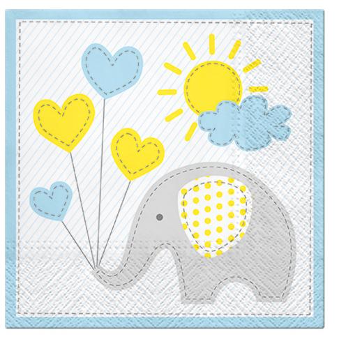 Paw Lunch Napkins 33cm Pack of 20 | 3 Ply | Elephant Blue