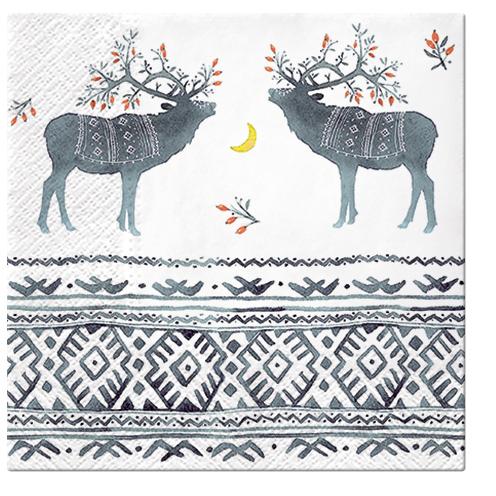 Paw Lunch Napkins 33cm Pack of 20 | 3 Ply | Ethno Deers