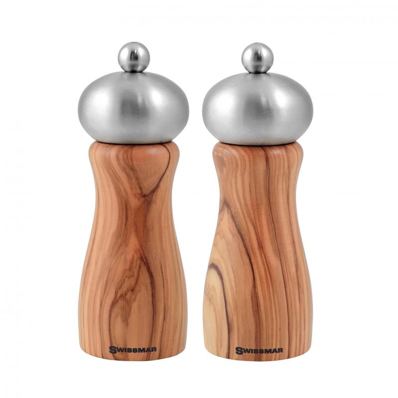 Swissmar Belle Olive Wood Salt Pepper Mill Set 15cm