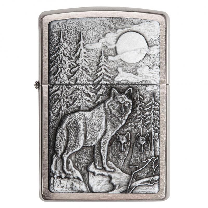Zippo Timberwolves Emblem Lighter Brushed Chrome