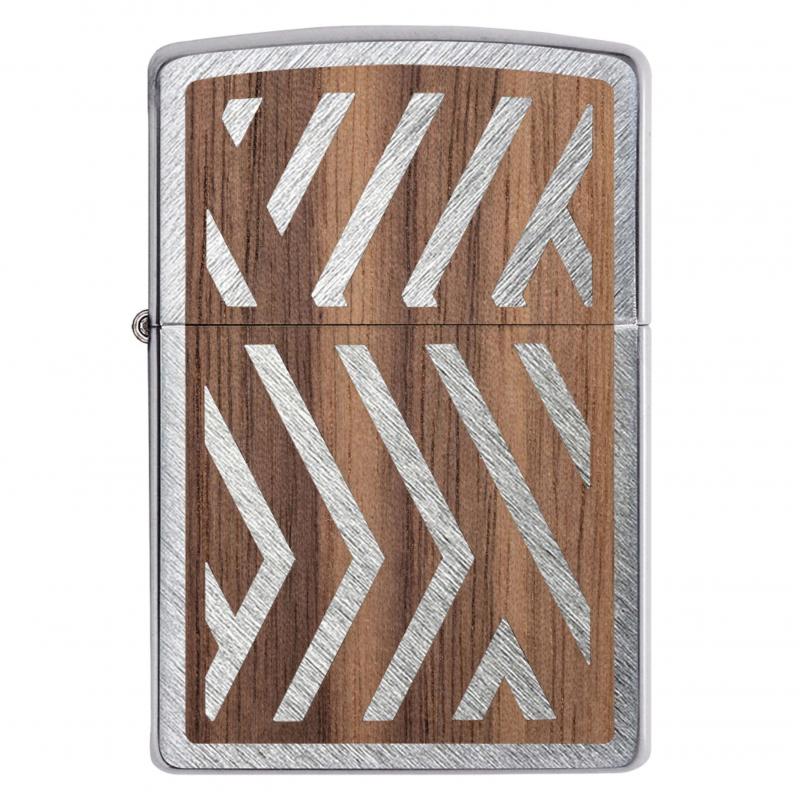 Zippo Walnut Emblem Herringbone Sweep Lighter
