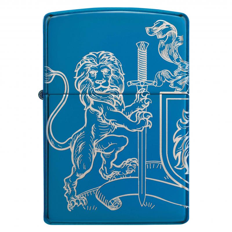 Zippo High Polish Blue Lion And Sword Lighter