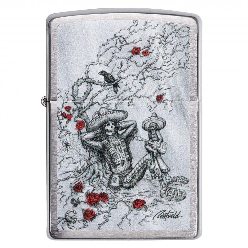 Zippo Brushed Chrome Mexican Skull Lighter