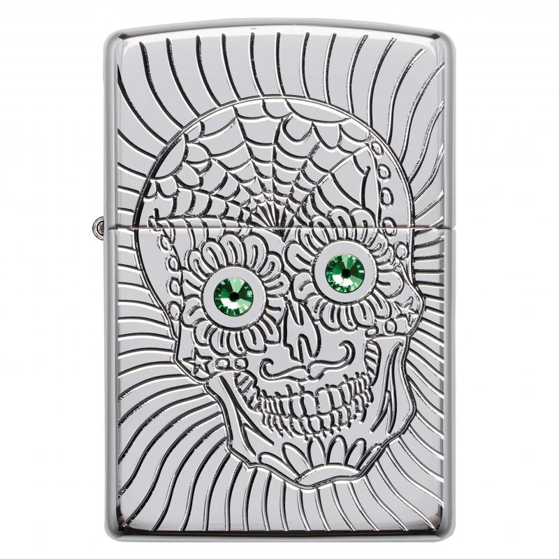 Zippo H-Polished Chrome Armour Skull Web