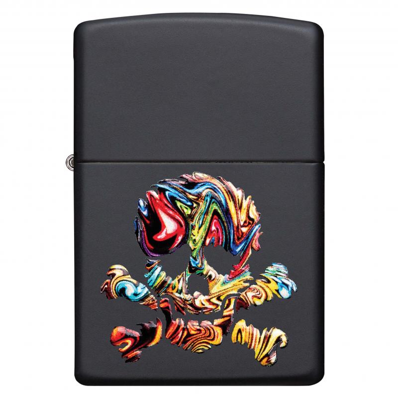 Zippo Coloured Skull&Cross Bones Blk Mat Lighter
