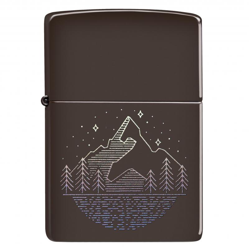 Zippo Mountain Design Brown Pocket Lighter