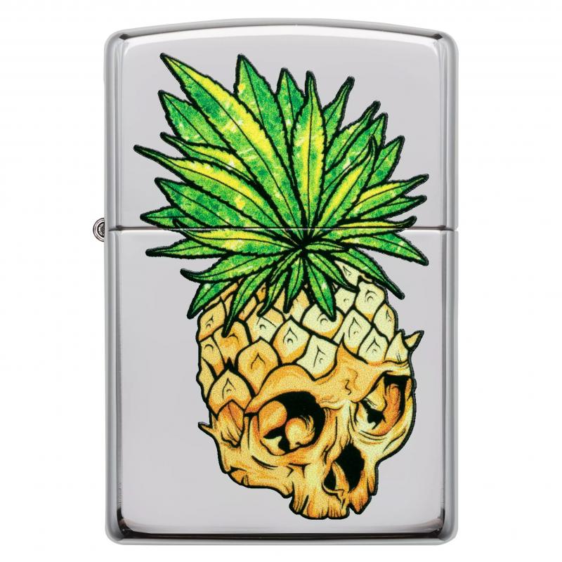 Zippo Cannabis Skull High Polish Chrome