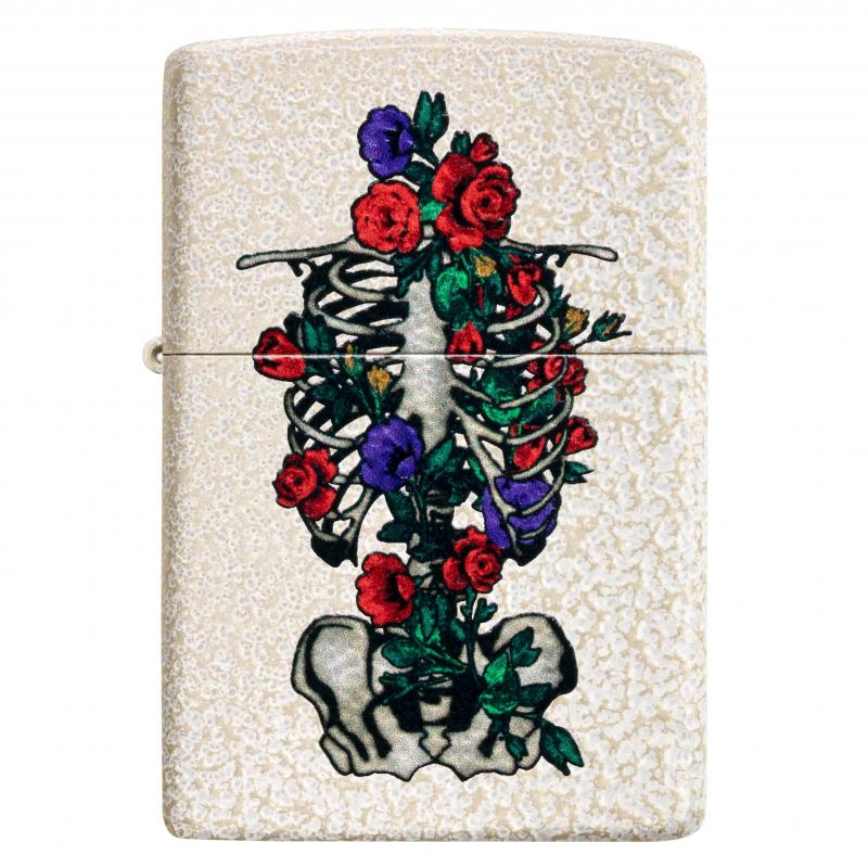 Zippo Skeleton Flowers Mercury Glass