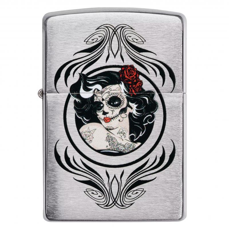 Zippo Portrait Tattoo Ubrushed Chrome