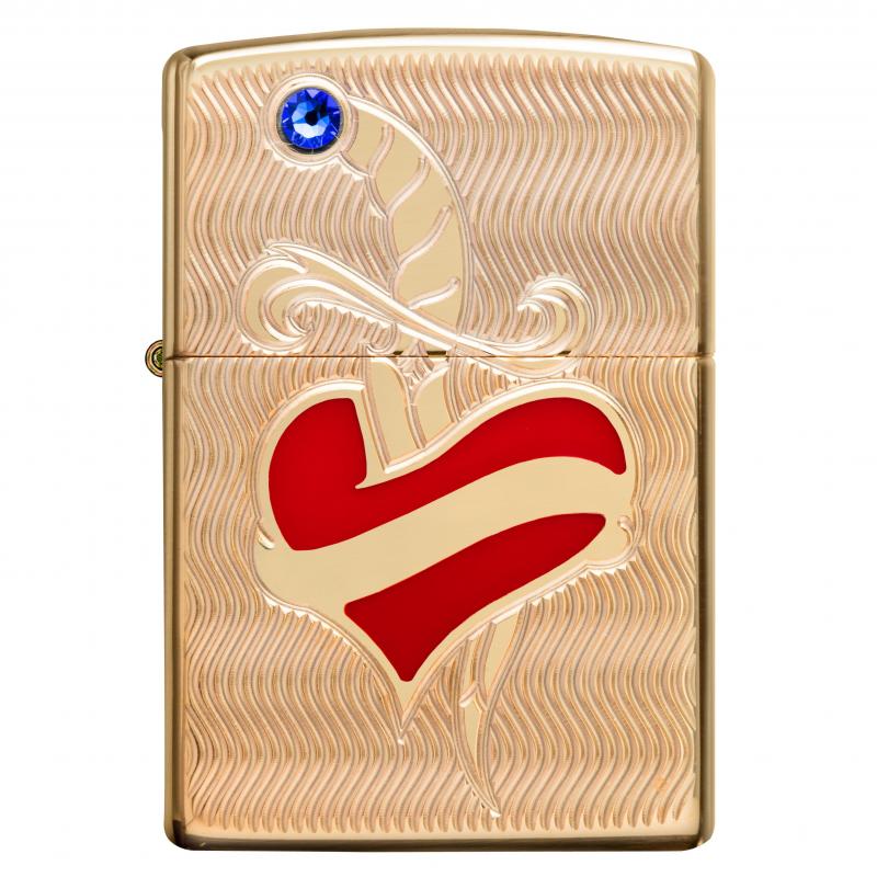 Zippo Heart Tattoo Armor HP Brass