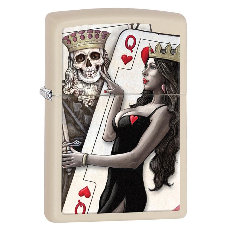 Zippo 29393 Cream Matt Queen & Skull Lighter 