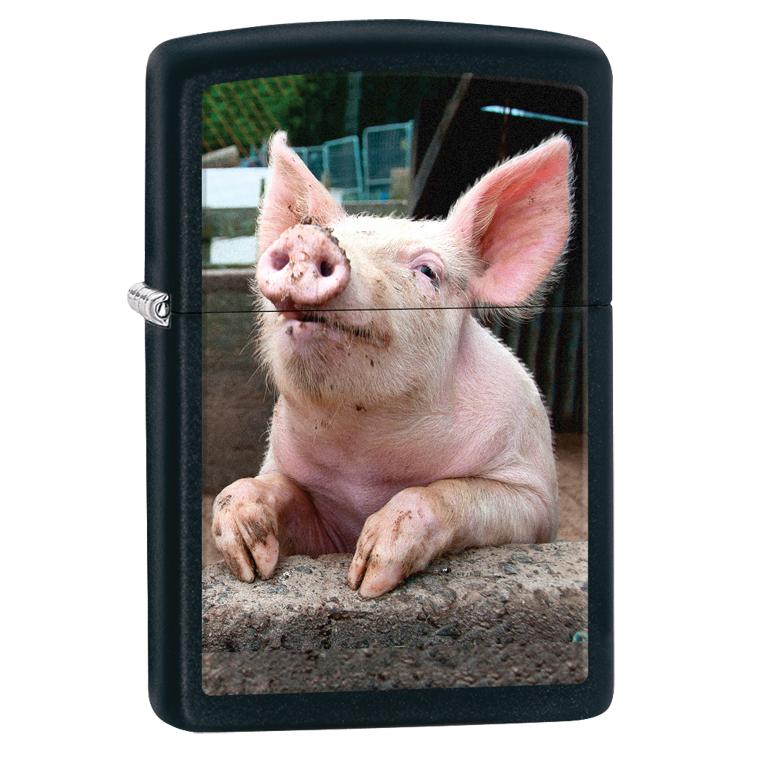 Zippo 29394 Black Matte Piglet Lighter