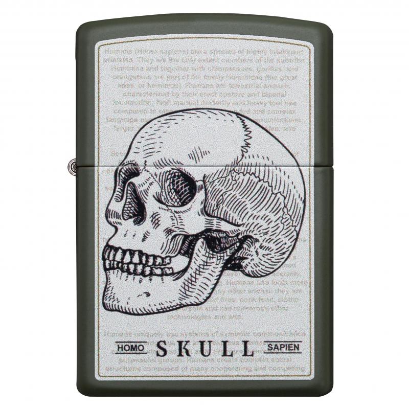 Zippo Skull Page Design Green Matte