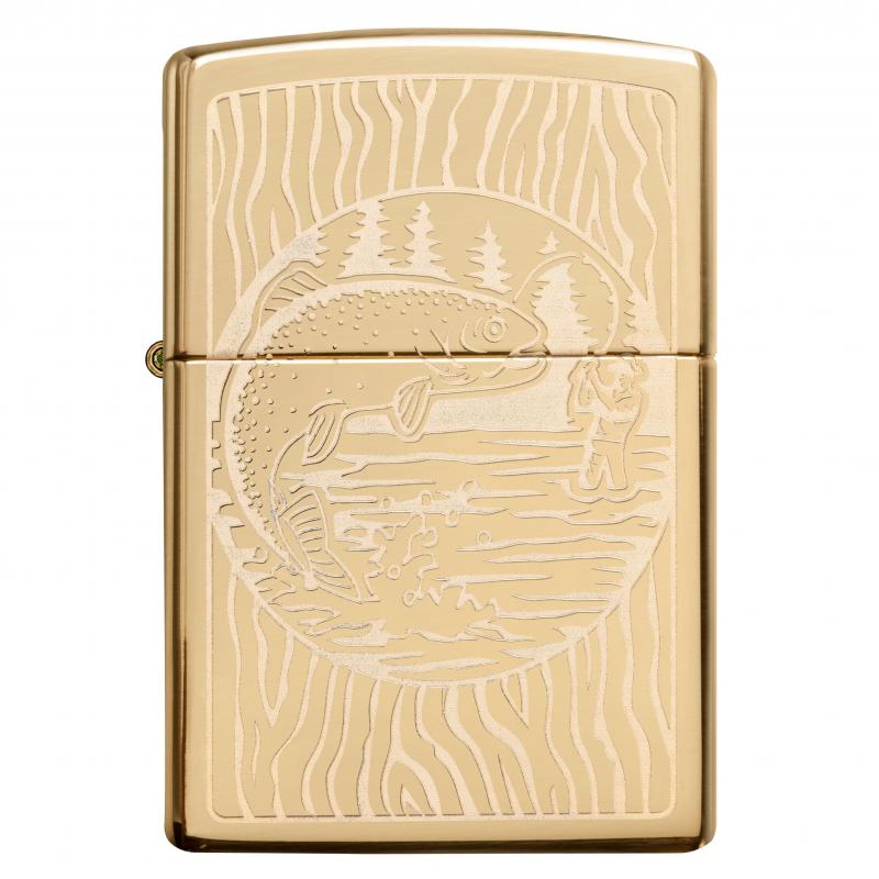 Zippo Fisherman Design High Polish Brass